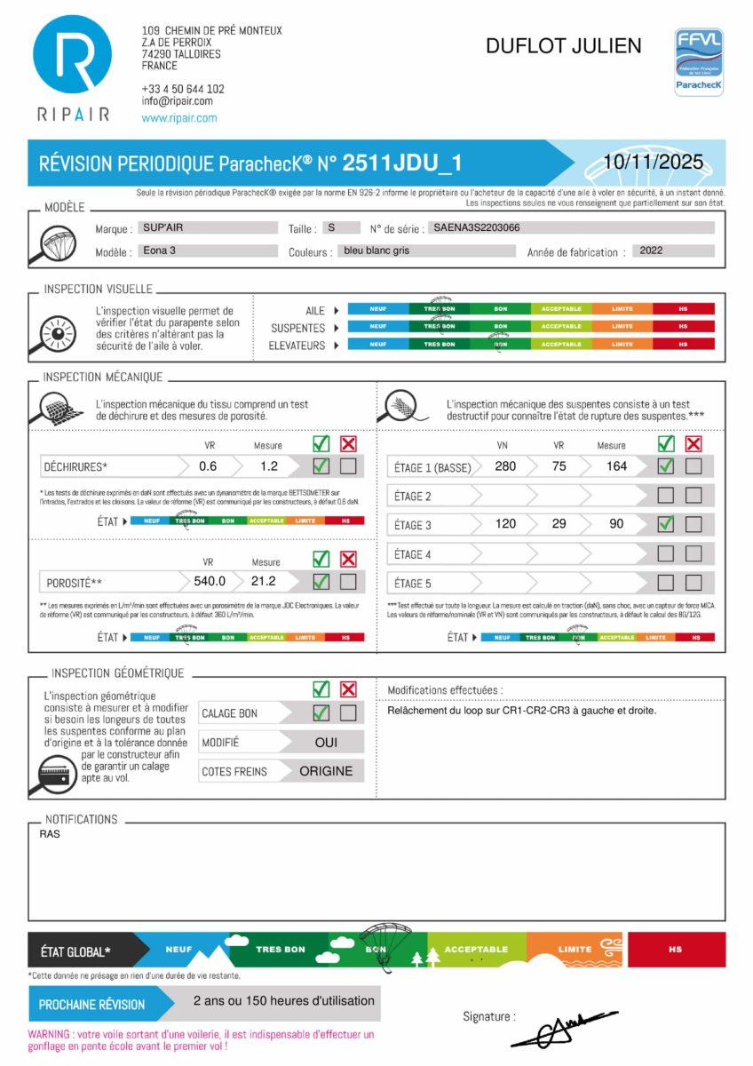 EONA 3 SUPAIR S – PARAPENTE OCCASION – Image 2
