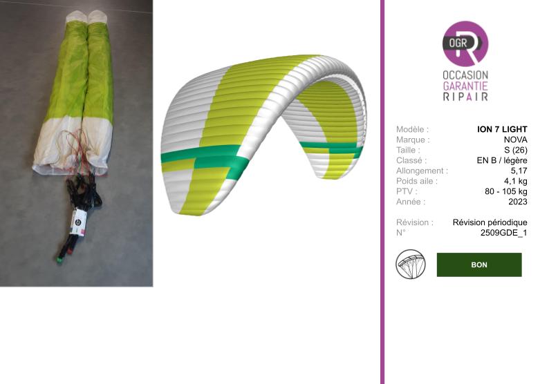 ION 7 LIGHT NOVA S – PARAPENTE OCCASION